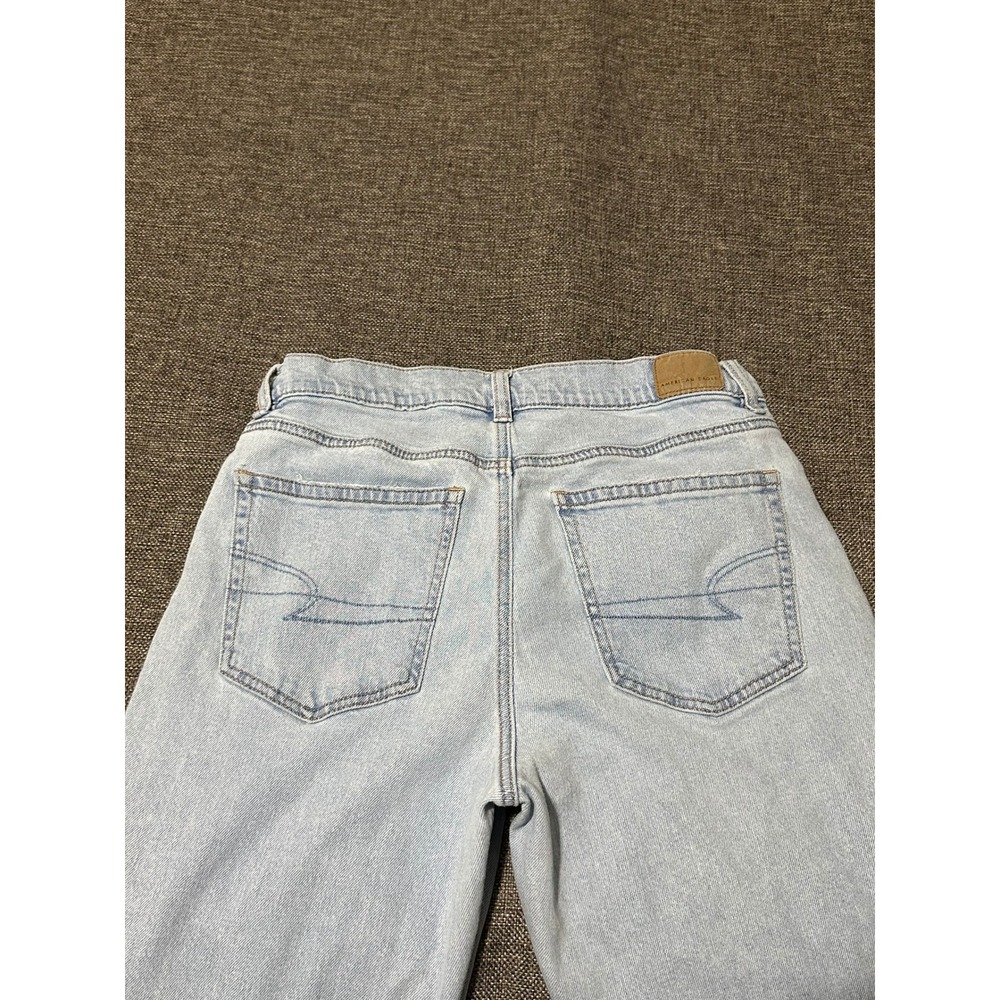 American Eagle Women's 8 Short Jeans Light Wash High Rise Straight Leg Stretch - Picture 11 of 13